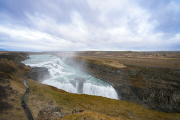 waterfall Gull-Foss (Golden falls) Iceland.