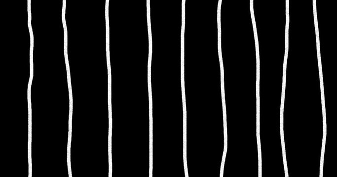 Animated Abstract Doodle Background: Stripes, Cross, Grid. Hand drawn Squiggle Elements, Isolated on Black. Loop 4K Video, Transparent Background, Alpha Channel. High quality 4k footage