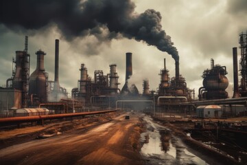 The plant emits smoke and smog from the pipes. Generative AI