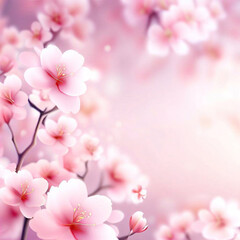 Fototapeta na wymiar Cherry blossom branch with pink sakura flower