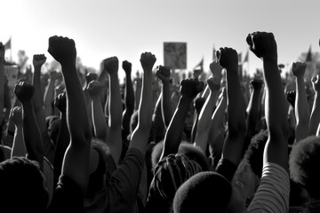 hands of protesters people generative ai - obrazy, fototapety, plakaty