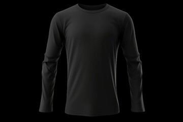 black T-shirt Long Sleeve Round neck