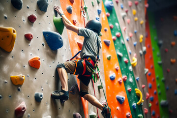 climber learning to climb artificial rocks. generative ai