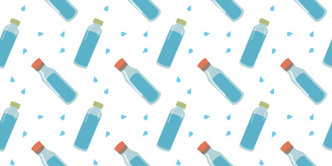 Seamless pattern with water bottles. Drink more water. healthy lifestyle. vector
