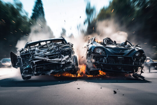 burning cars crash cinematic generative ai