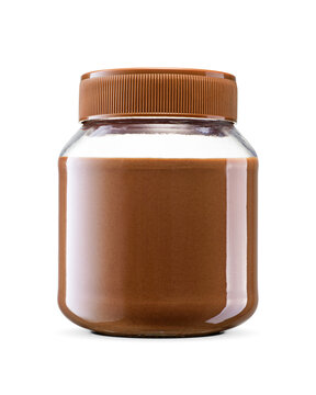 Sweet hazelnut chocolate spread isolated with clipping path. Transparent PNG image.