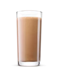 Zelfklevend Fotobehang Chocolate milk drink or milkshake in glass isolated with clipping path. Transparent PNG image. © Kuzmick