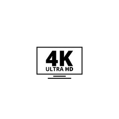  4K tv icon  isolated on white background.