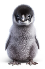 Cute little penguin generative AI illustration. Lovely baby animals concept