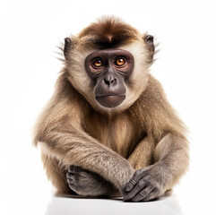 Funny monkey sitting generative AI illustration. Lovely animals concep