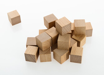 Stacks of wood blocks on white background