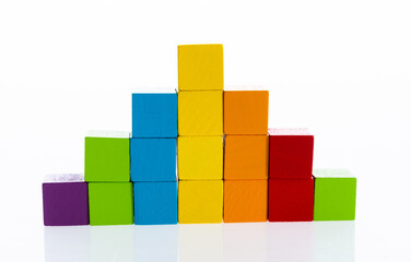 Pyramid of blocks on white background