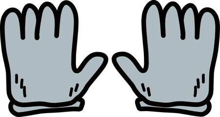 シンプルなグレーの軍手の手描きイラスト