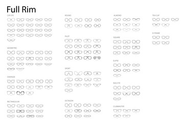Obraz premium Half rim frame glasses Rectangular Pilot, Round, Square, Cat Eye, Pantos, fashion accessory Browline, Clubmaster, Oval, Oversize, illustration Geometric Sport Bug eye, Almond, Octagon, D-frame