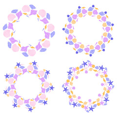 set of frames with marine shells