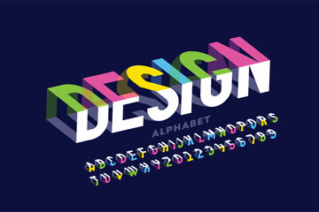 Fototapeta Bending 3D style font design, typography design, alphabet letters and numbers vector illustration obraz