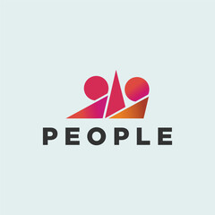 people community logo design unique flat.