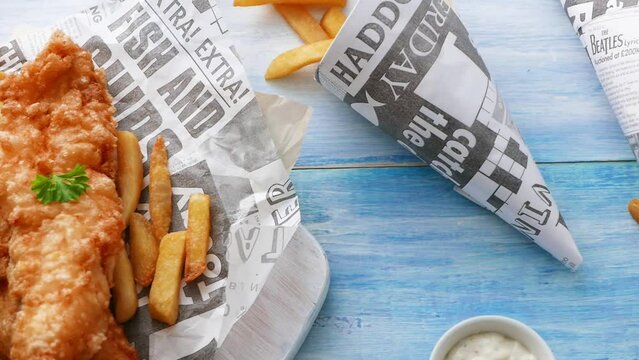 Traditional fish and chips takeout 