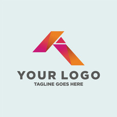 Vector Agradient letter origami logo,  icon for company.