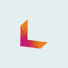 L letter logo. Abstract Glossy Colorful logotype vector design template.