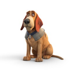 Bloodhound dog illustration cartoon 3d isolated on white. Generative AI