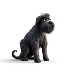 Black Russian Terrier dog illustration cartoon 3d isolated on white. Generative AI