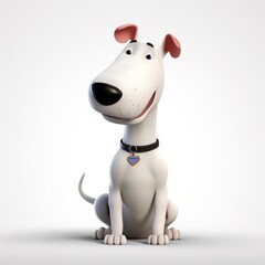 Naklejka premium Bull Terrier dog illustration cartoon 3d isolated on white. Generative AI