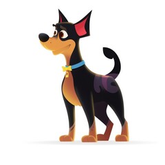 Manchester Terrier dog illustration cartoon 3d isolated on white. Generative AI