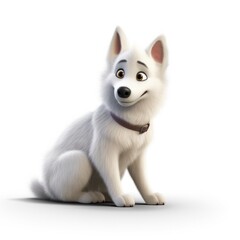 Norwegian Elkhound dog illustration cartoon 3d isolated on white. Generative AI