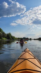 beautiful view of the lake. Kayaks, river trip