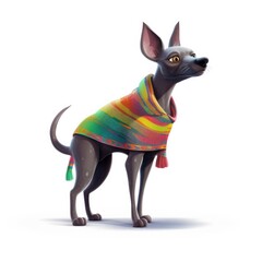 Xoloitzcuintli dog illustration cartoon 3d isolated on white. Generative AI