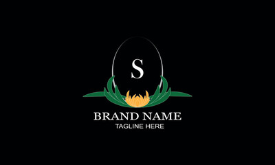 Color monogram design with initial letter S. Can be used as a logo for catalogs and brochures, cafes, boutiques, hotels, restaurants, jewelry invitations, business cards, etc.