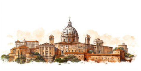 Fototapeta na wymiar Illustration of Rome architecture isolated on a white background