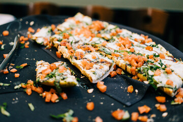 partially eaten tray of 