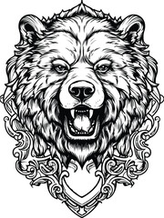 Angry Bear head mascot logo illustration