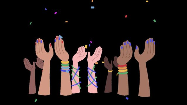 Animated Friendship Day Hands confetti background, green screen