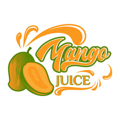 mango fruit juice logo design, with fresh mango fruit icon with water splash. Perfect for drink labels, juice drink icons or drink product stickers