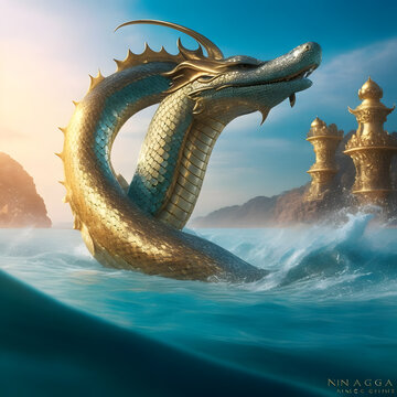 Majestic Depths: Hyper Realistic Dragon Emerges from the Sea - Generative AI