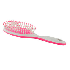 Modern hair brush - black color on a white background. Women's accessory.