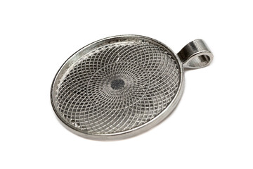 Empty metal pendant on a white background