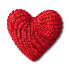 Knitting heart shape on transparent background