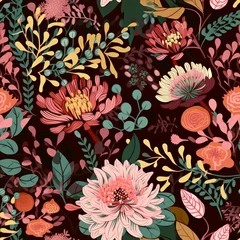 Foto op Canvas Seamless floral pattern. Generative AI. © Roxana