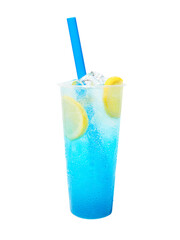 blue beverage ice cold straw glass
