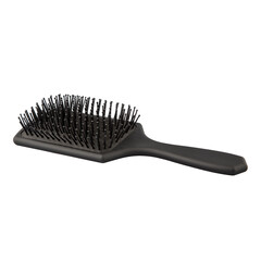 Modern hair brush - black color on a white background. Women's accessory.