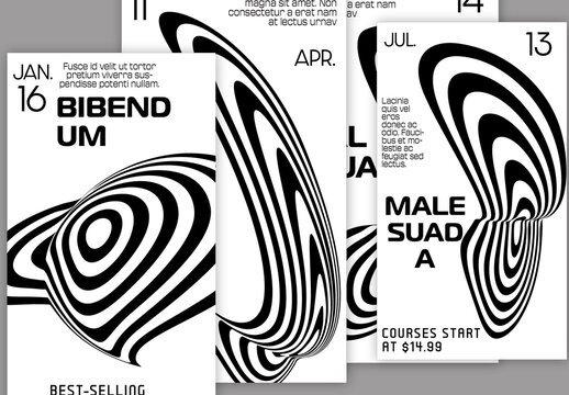 Social Media Post Layout Abstract Black and White Distorted Circle 3D Shape