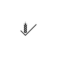  Check mark and wheat icon isolated on white background