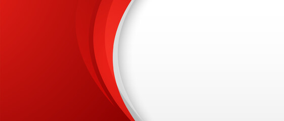 Red and white background with dynamic curves