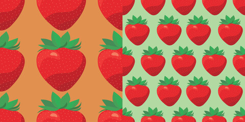 strawberry seamless pattern set background
