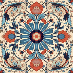 Turkey floral pattern. Abstract art graphic line flower. Ornate elegant luxury vintage retro modern style. For texture textile background backdrop tile wallpaper carpet batik.