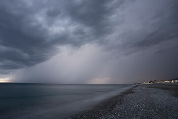 Santa Maria dei Cedri beach under a storm in Cosenza Calabria Italy